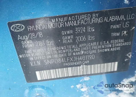 2018 Hyundai Elantra Sel from USA, damaged, VIN 5NPD84LFXJH401190